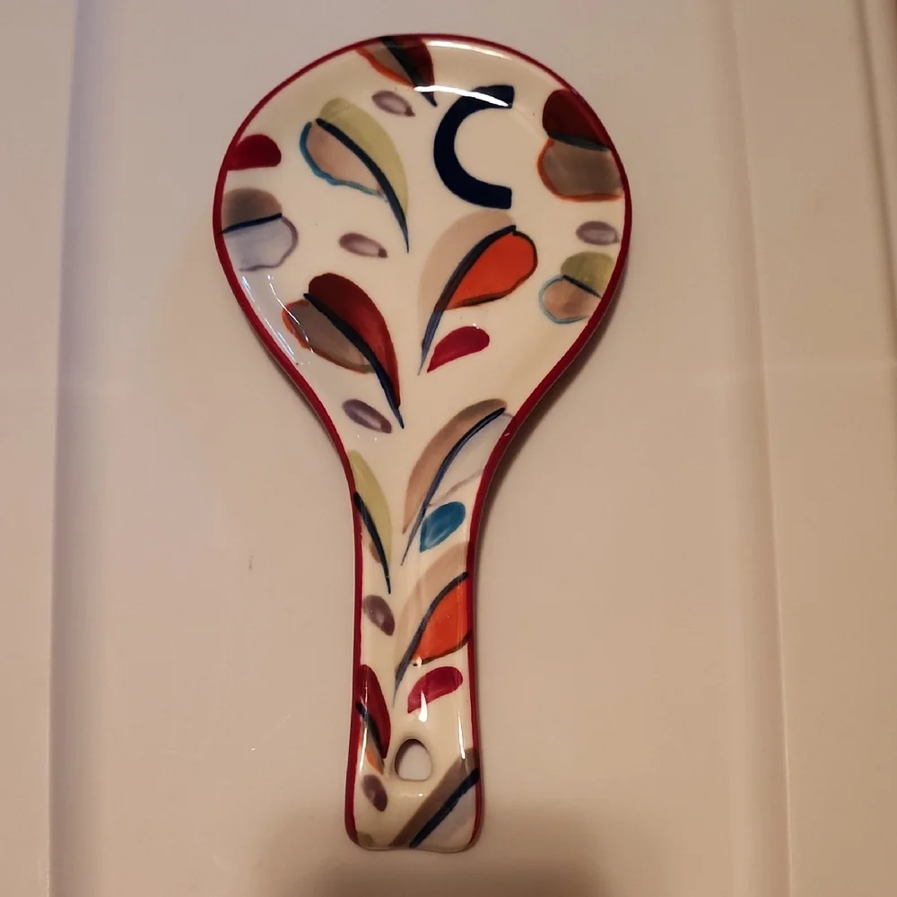 Anthropologie Colorful Ceramic Spoon Rest With The Initial C - Picture 1 of 7